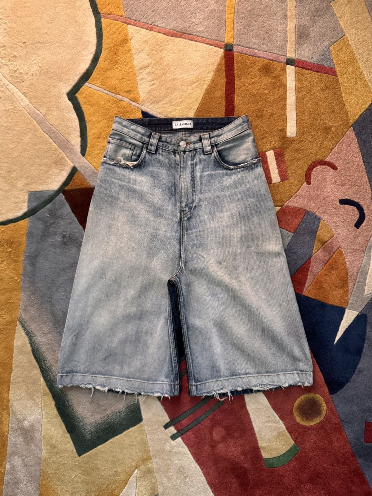Pre-owned Balenciaga Resort 2020 Two-tone Denim Shorts