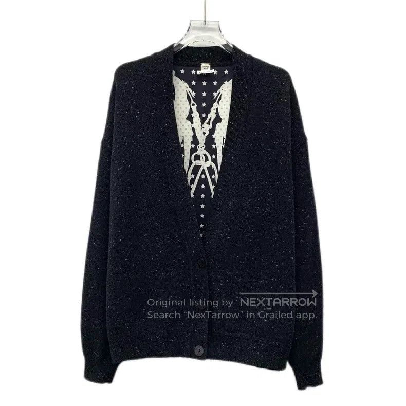 Hermes Hermes Black Star Polka Dot Printed Wool V-Neck Single Bre Size XS / US 0-2 / IT 36-38 - 1 Thumbnail