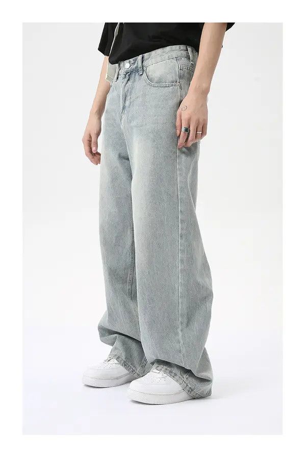 Japanese Brand American style trendy washed light blue straight loose jeans Size US 32 / EU 48 - 5 Thumbnail