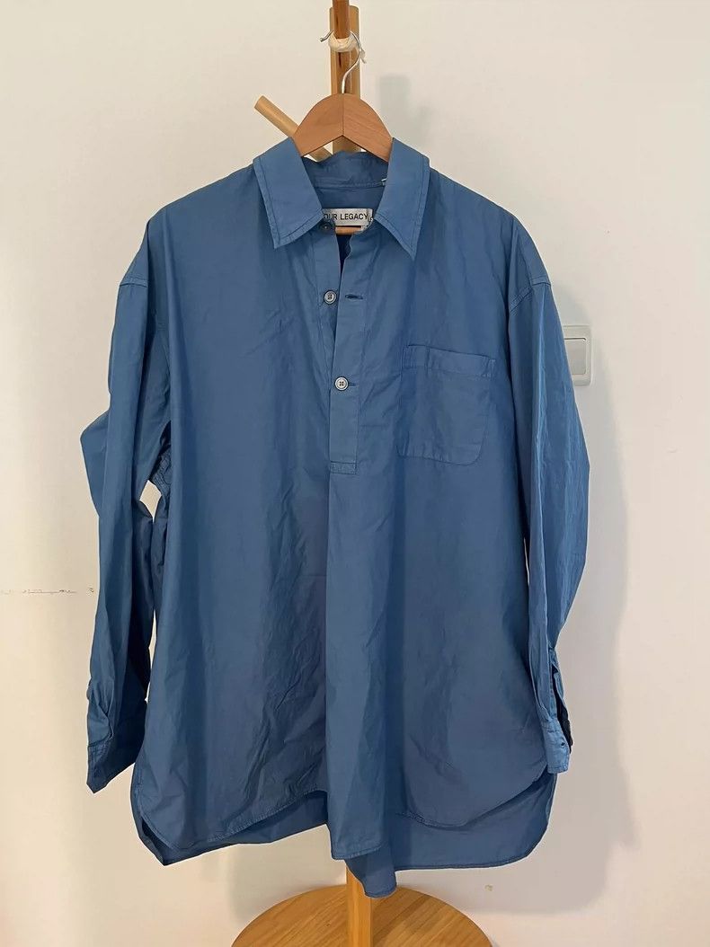 Our Legacy Our Legacy Blue Oversized Cotton Shirt- DMC Size US M / EU 48-50 / 2 - 1 Thumbnail