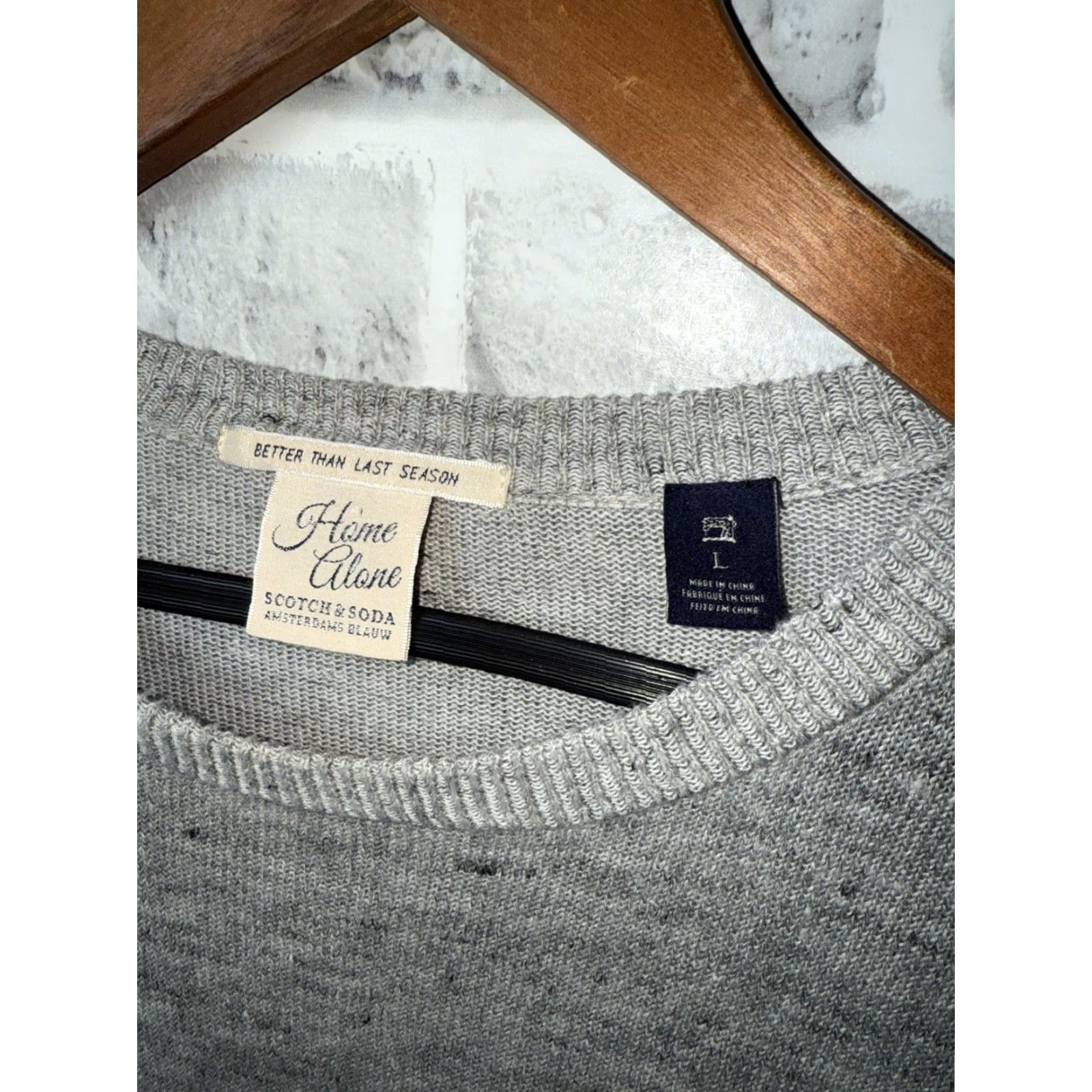 Scotch & Soda Scotch & Soda Home Alone Round Neck Pullover Sweater Mens L Gray Cotton Linen Knit Pullover Casual Fall Winter Regular Size US L / EU 52-54 / 3 - 2 Thumbnail