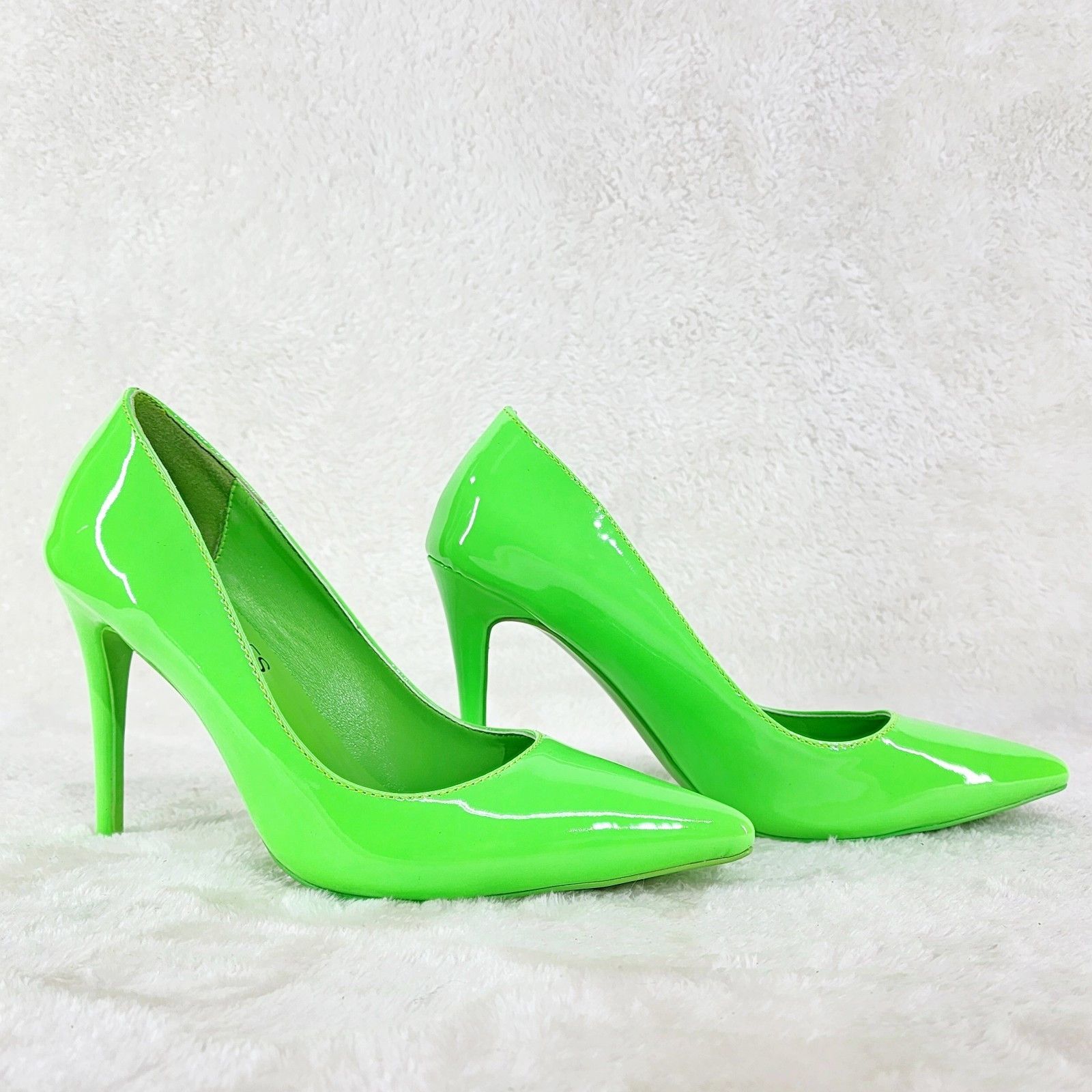 Other Fabio Neon Green Patent 4" High Heel Shoes Pointy Toe Pump U Size US 12 / IT 42 - 4 Thumbnail