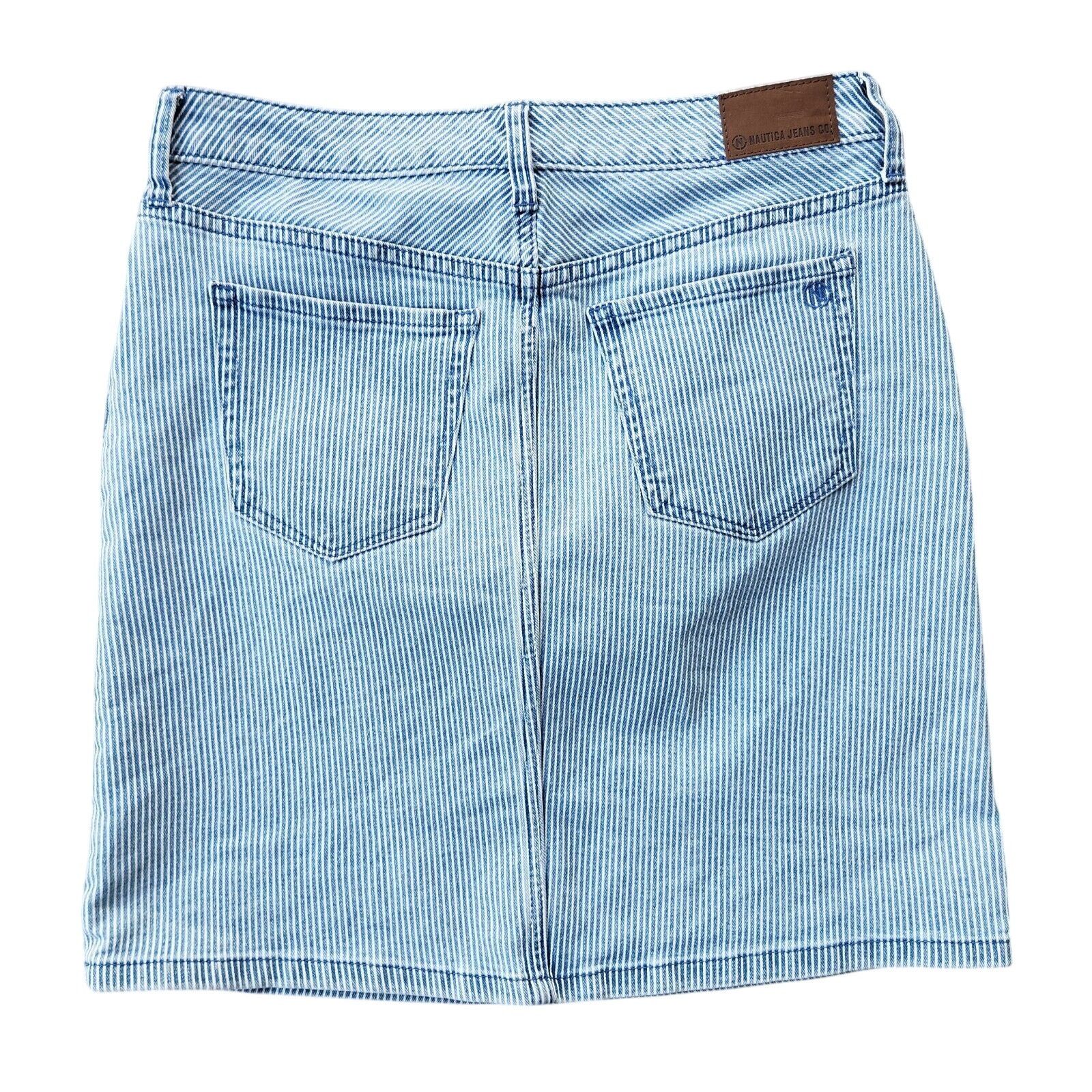 Nautica Nautica Women Pin Striped Denim Mini A-line Skirt Size 27 Size 27" / US 4 / IT 40 - 5 Thumbnail