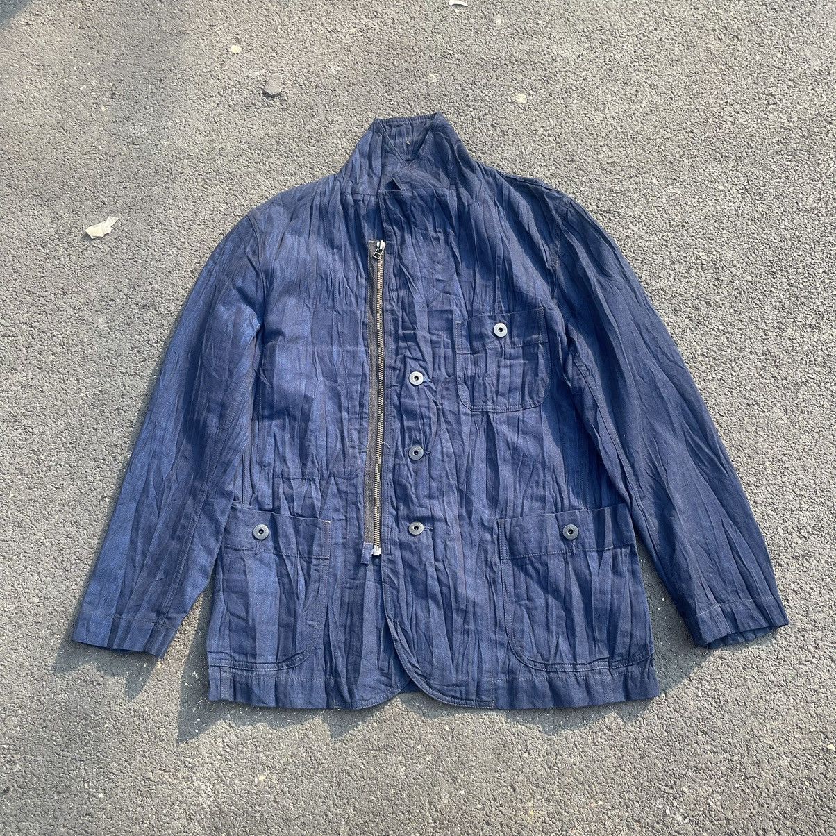 Beautiful! Issey Miyake Apoc Inside Denim Wrinkle Jacket