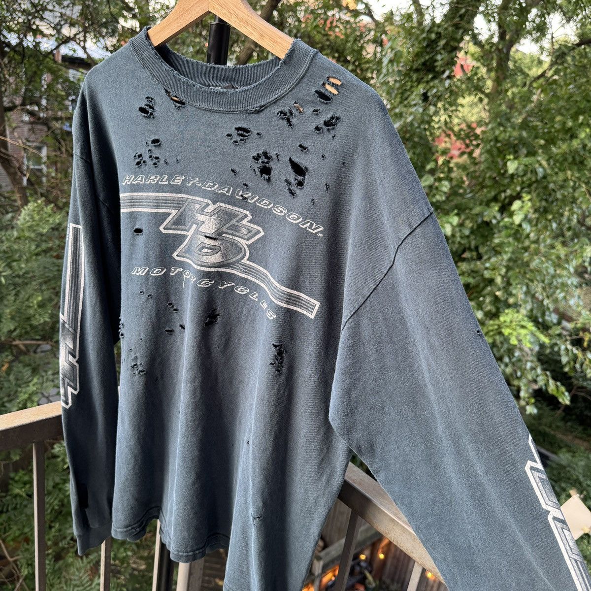 Harley Davidson Thrashed Faded Distressed Harley Shirt ERD Grunge Biker Size US L / EU 52-54 / 3 - 5 Thumbnail