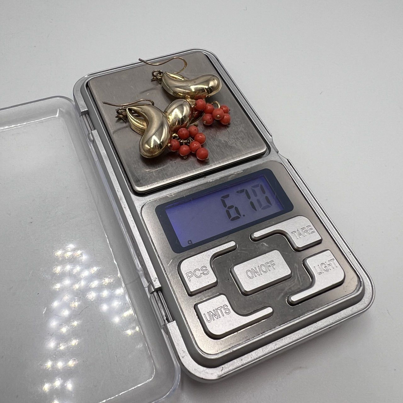 Vintage Gilt Silver 800 Women's Earrings Natural Red Coral