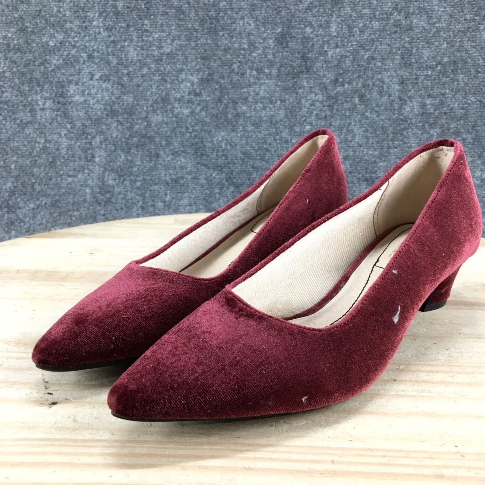 Vintage Life Stride Heels Pumps Minx Red Slip On Womens 8 M Classic Pointed Comfort Block Heel Size US 8 / IT 38 - 7 Thumbnail