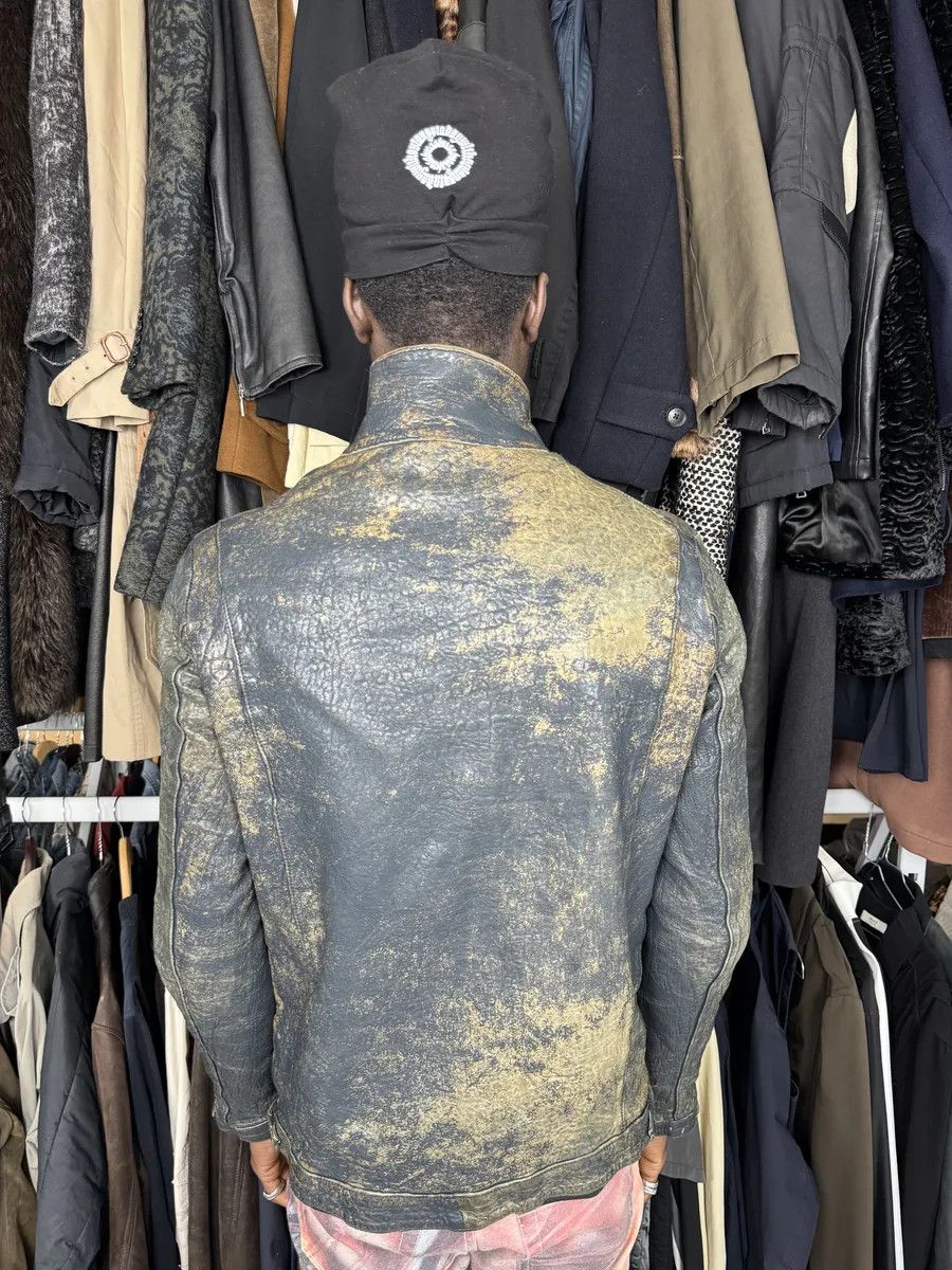 Giorgio Brato 2000s Giorgio Brato Aged Raw Brown Leather Jacket Size US S / EU 44-46 / 1 - 4 Thumbnail