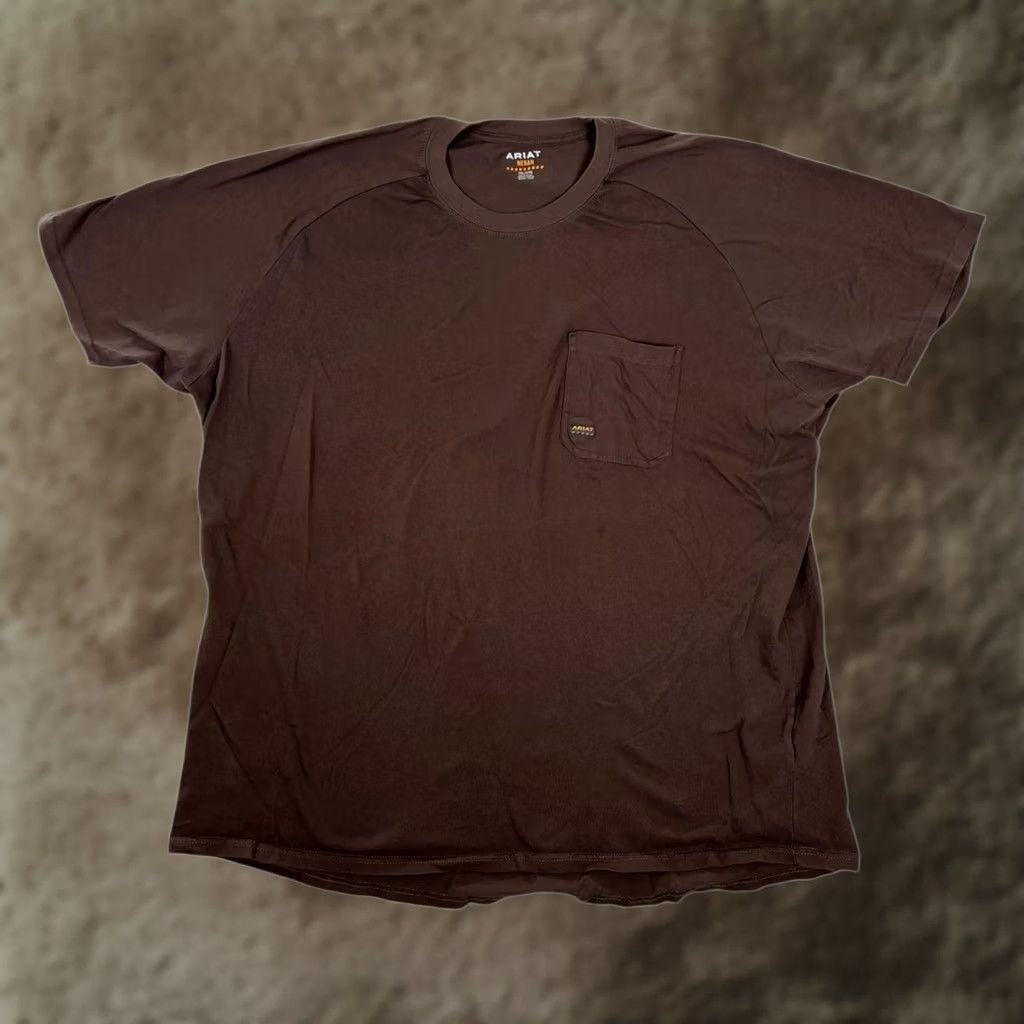 Ariat Ariat Rebar T-Shirt Mens 3XL Brown Pocket Solid Tagless Workwear Crew Neck Shirt Short Sleeve Jersey Cotton Blend Relaxed Mens Size US XXL / EU 58 / 5 - 1 Thumbnail