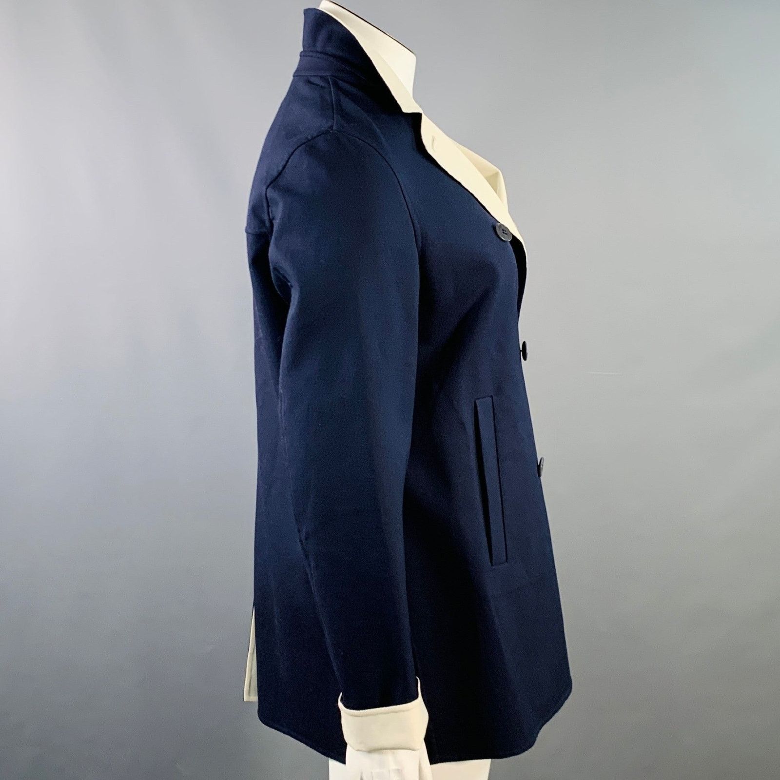 Loro Piana LORO PIANA Caleb Navy Cotton Double Breasted Jacket Blazer Size XL / US 12-14 / IT 48-50 - 4 Thumbnail