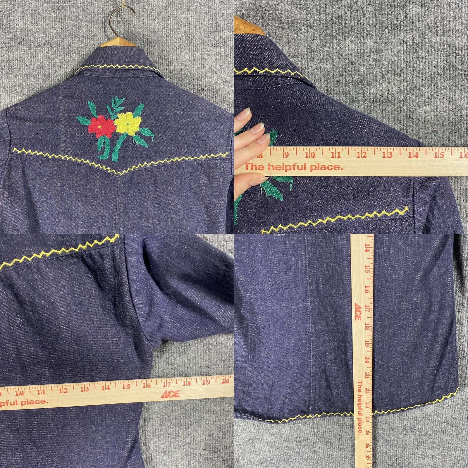 Denime VINTAGE Hippie Denim Shirt Womens Small India 60s 70s Indigo Boho Hippie Look Shirt Mens Womens Girls Boys Size S / US 4 / IT 40 - 8 Thumbnail