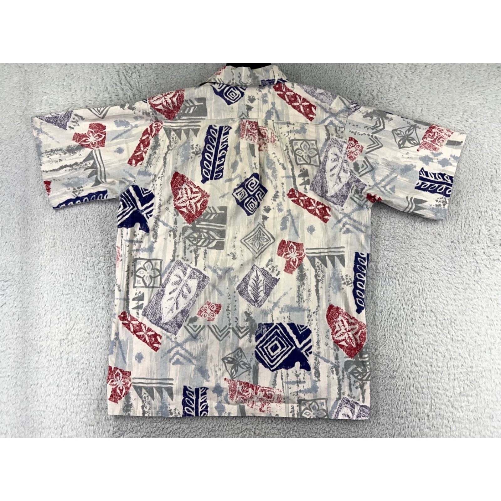 Vivobarefoot VINTAGE Go Barefoot Hawaiian Shirt Mens L Gray Blue Red Hawaiian 90's Button Size US L / EU 52-54 / 3 - 2 Thumbnail