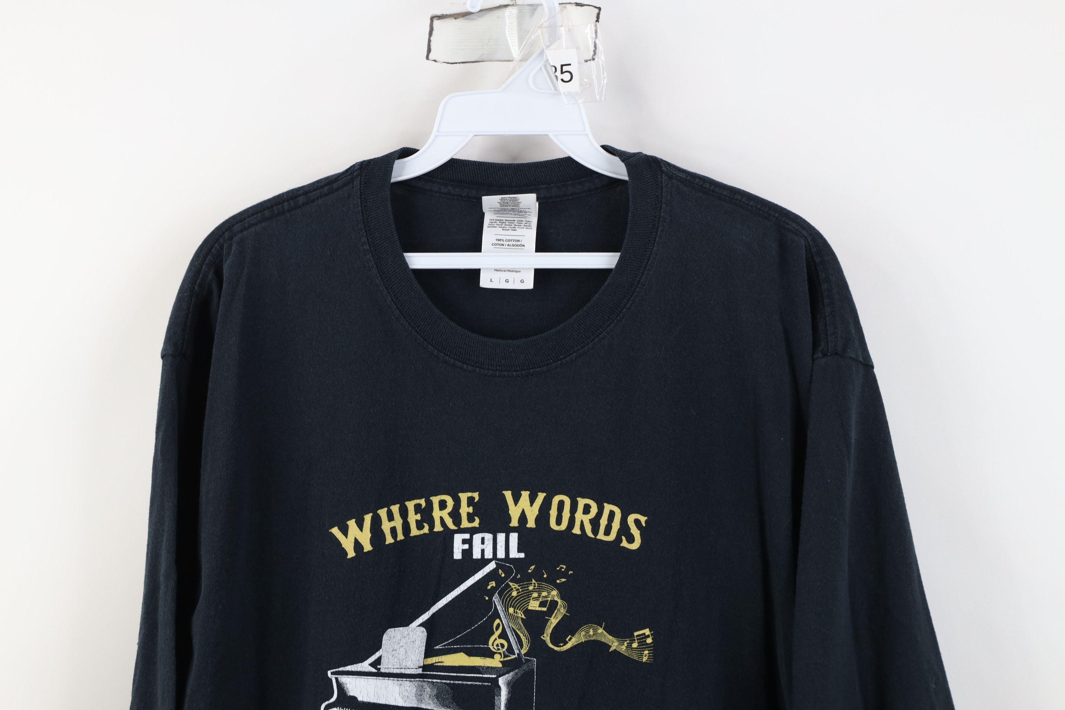 Vintage Vintage Y2K Where Words Fail Piano Long Sleeve T-Shirt Size US L / EU 52-54 / 3 - 2 Thumbnail