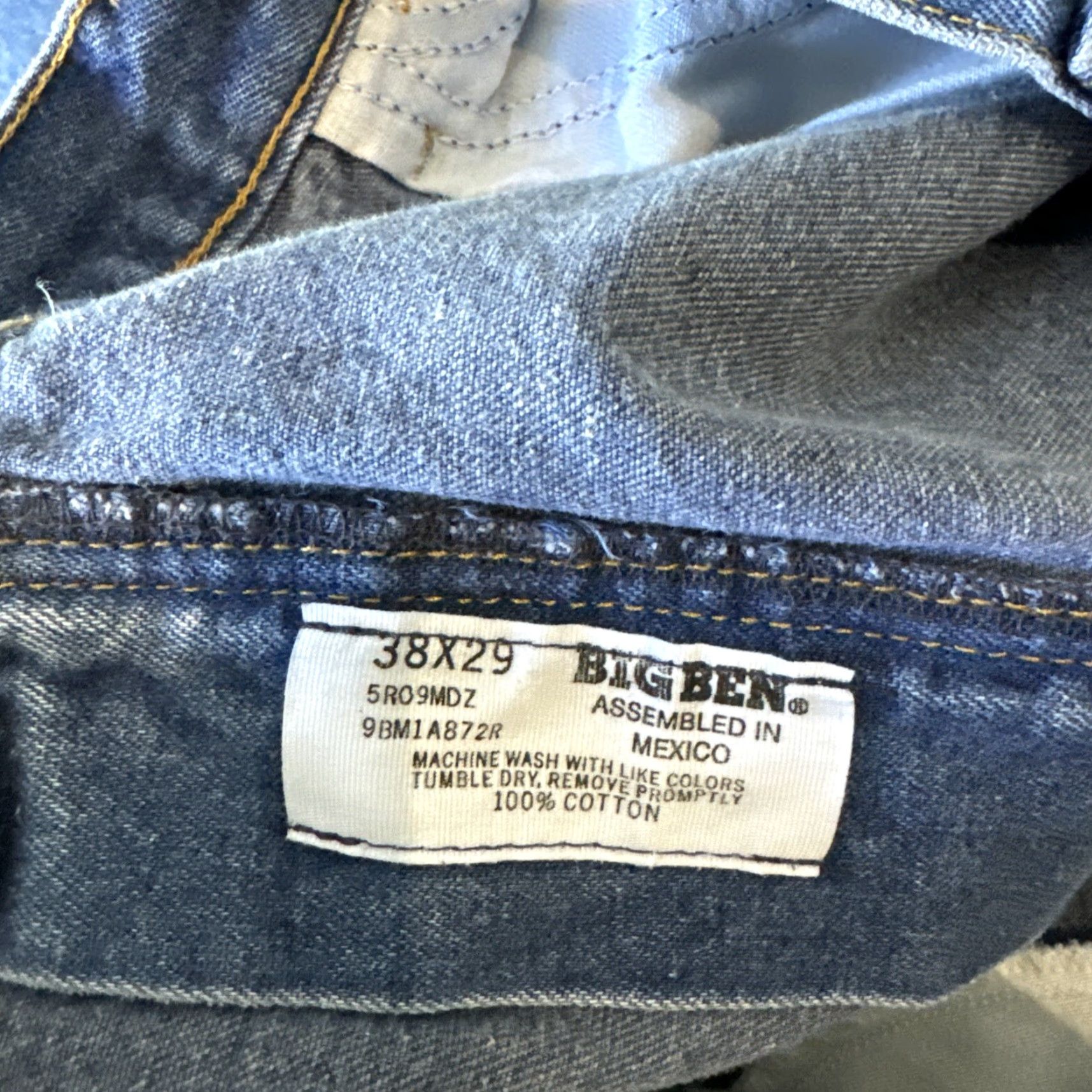 Wrangler Big Ben Jeans Denim Vintage Blue Mens Straight USA Size 38x29 Carpenter Jeans Denim USA Mens Straight 38 29 Blue Size US 38 / EU 54 - 8 Thumbnail
