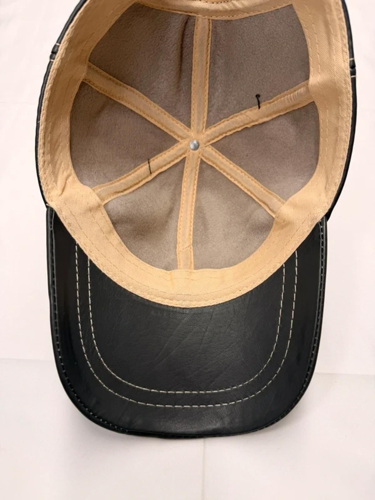 Other NEW Black Leather Baseball Cap - Premium Hat #016 Size ONE SIZE - 5 Thumbnail