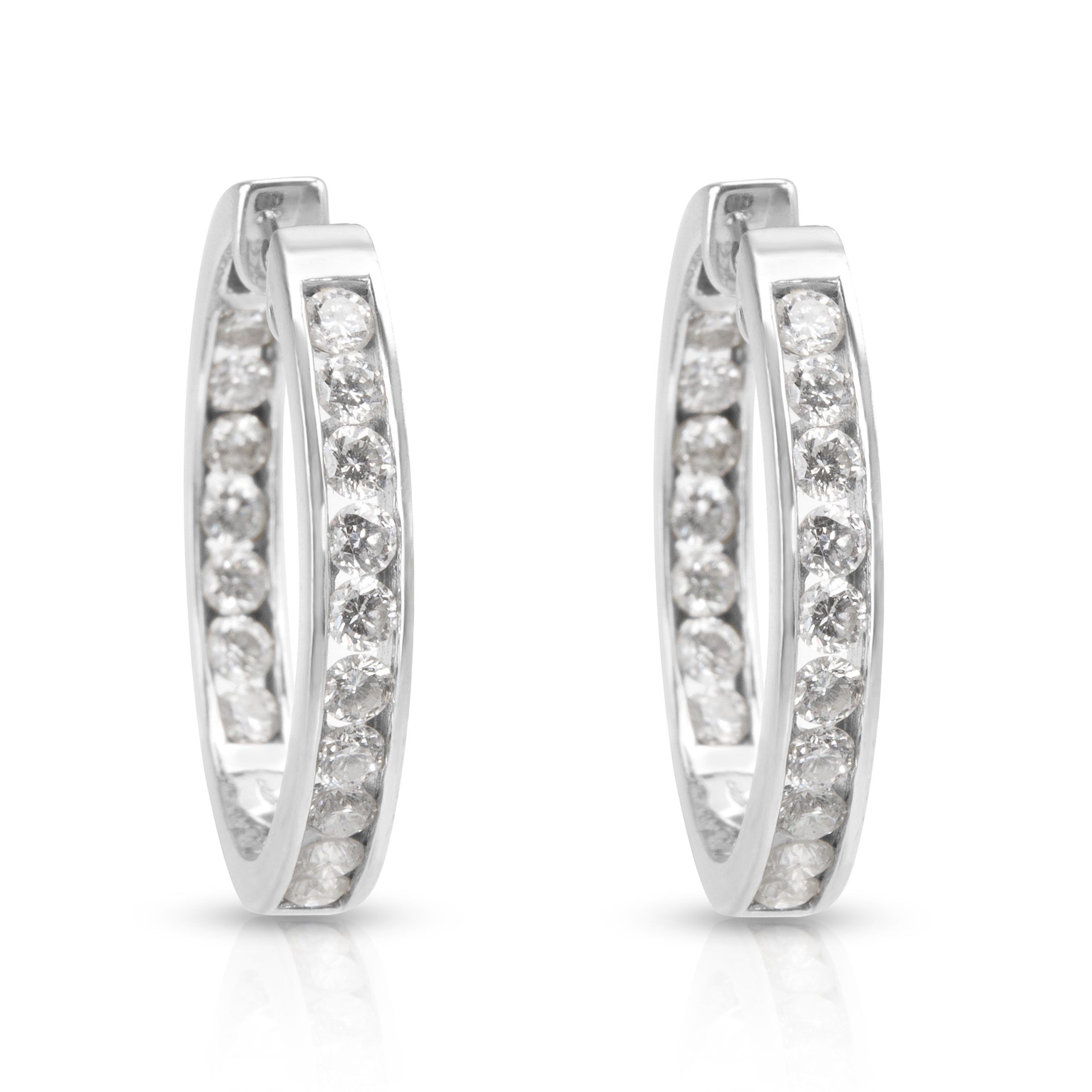Diamond Inside Out Hoop Earrings in 14K White Gold (2.00 CTW)