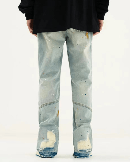 Japanese Brand × Jean High street trend straight loose ink-splashed jeans Size US 32 / EU 48 - 4 Thumbnail