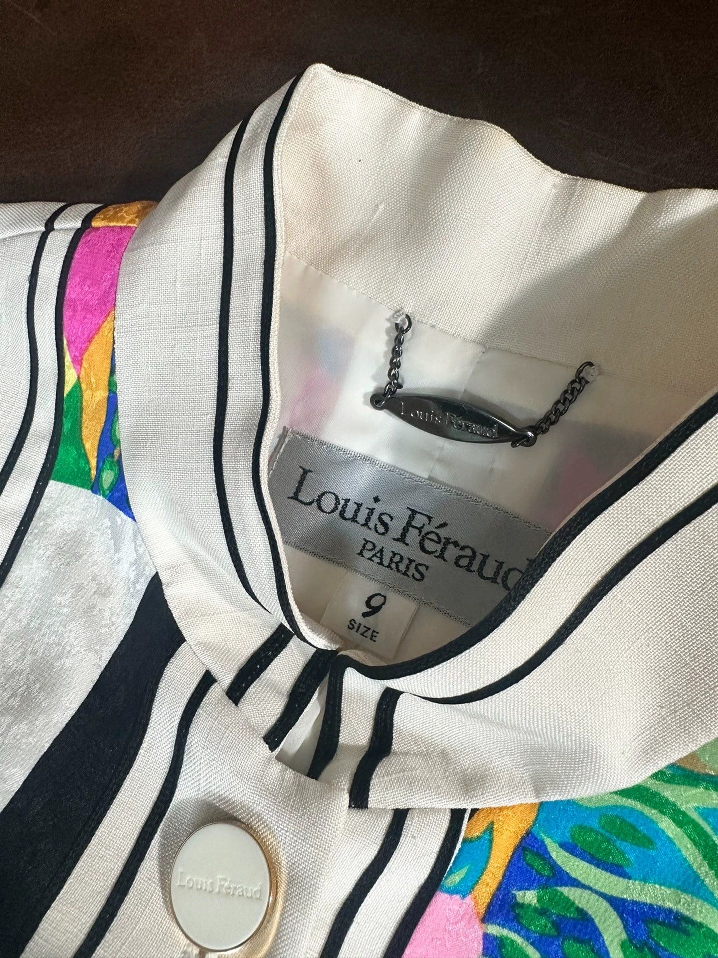 Louis Feraud Louis Feraud White Silk Jacquard Fruit Color-Block Blazer Size M / US 6-8 / IT 42-44 - 3 Thumbnail