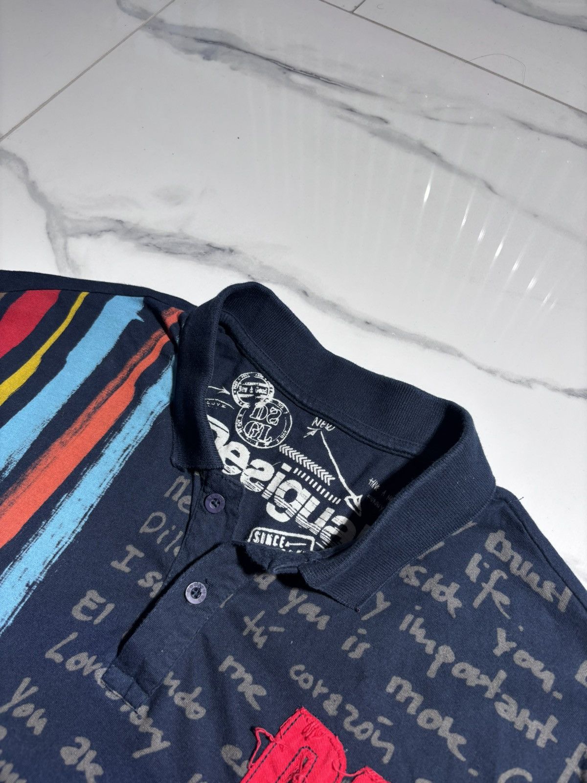 Japanese Brand Y2K Rugby Polo Tshirt Fun Love Sex Desigual Logo 00’s Size US XL / EU 56 / 4 - 4 Thumbnail