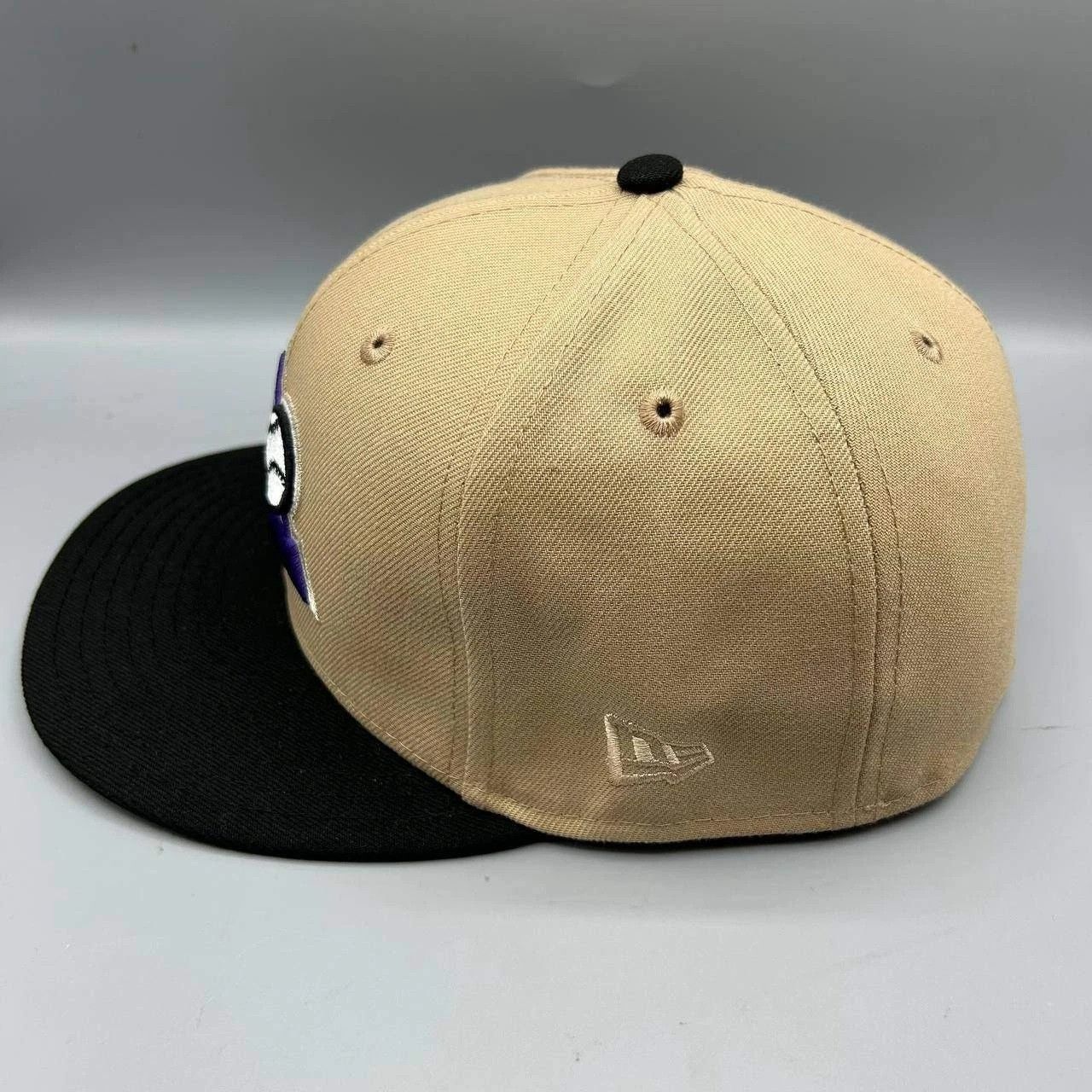 New Era Colorado Rockies Hat Men 7 3/8 Beige Black MLB Fitted Cap Size ONE SIZE - 6 Thumbnail