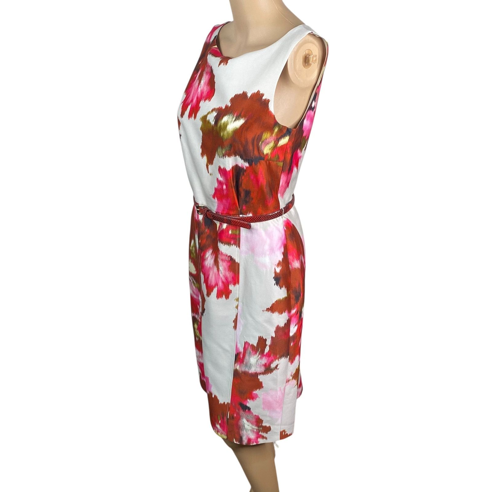 Max Mara Max Mara Watercolor Floral Snakeskin Belt Sheath Dress Size S / US 4 / IT 40 - 5 Thumbnail