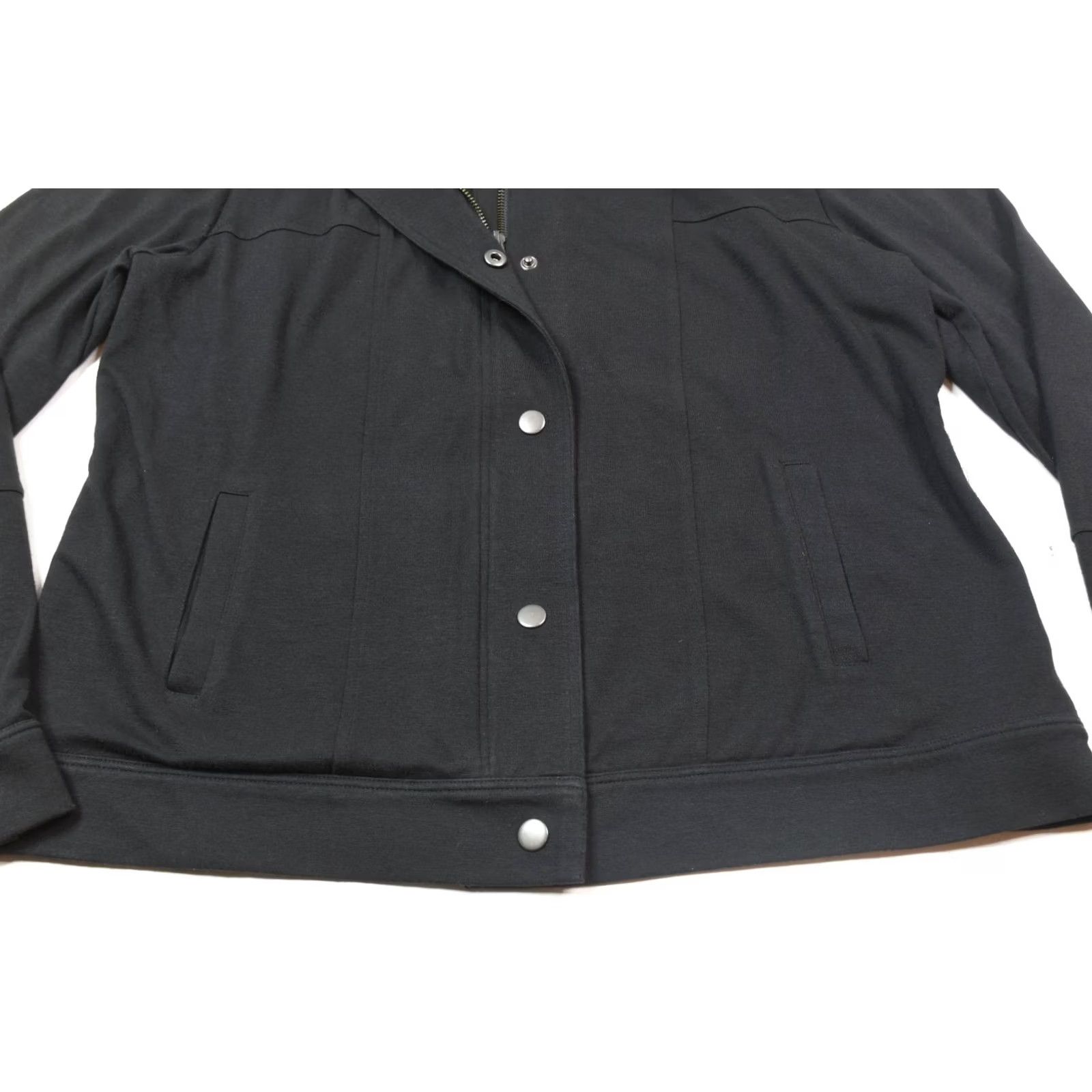 Eileen Fisher Eileen Fisher Jacket Womens Medium Black Long Sleeve Full Zip Snap Cotton Size M / US 6-8 / IT 42-44 - 4 Thumbnail