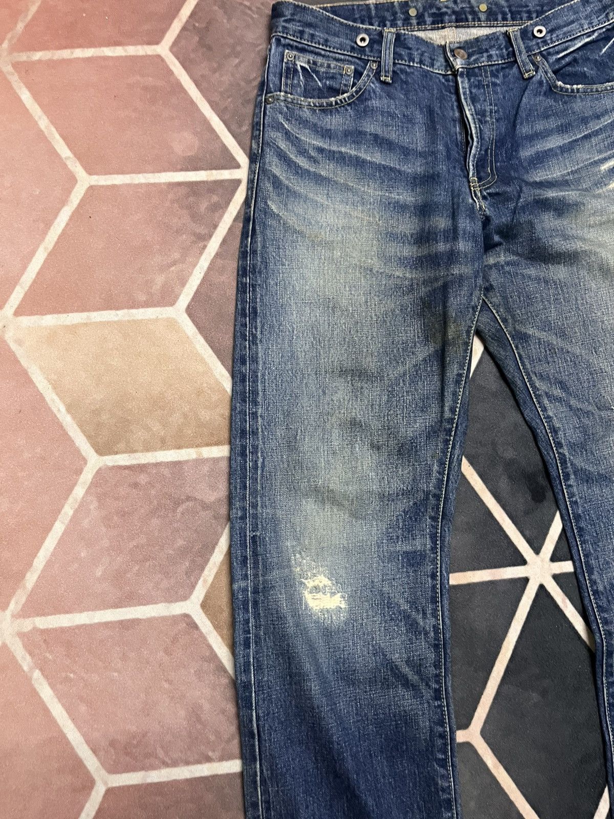 Japanese Brand journal standard distressed selvedge vintage big e style Size US 32 / EU 48 - 6 Thumbnail