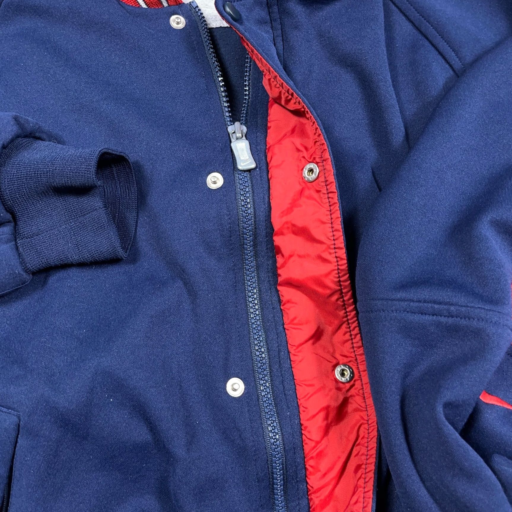 Nike VINTAGE Nike Jacket Men Medium Blue Red Varsity Bomber 90s Y2K Snap Lined Adult Size US M / EU 48-50 / 2 - 5 Thumbnail