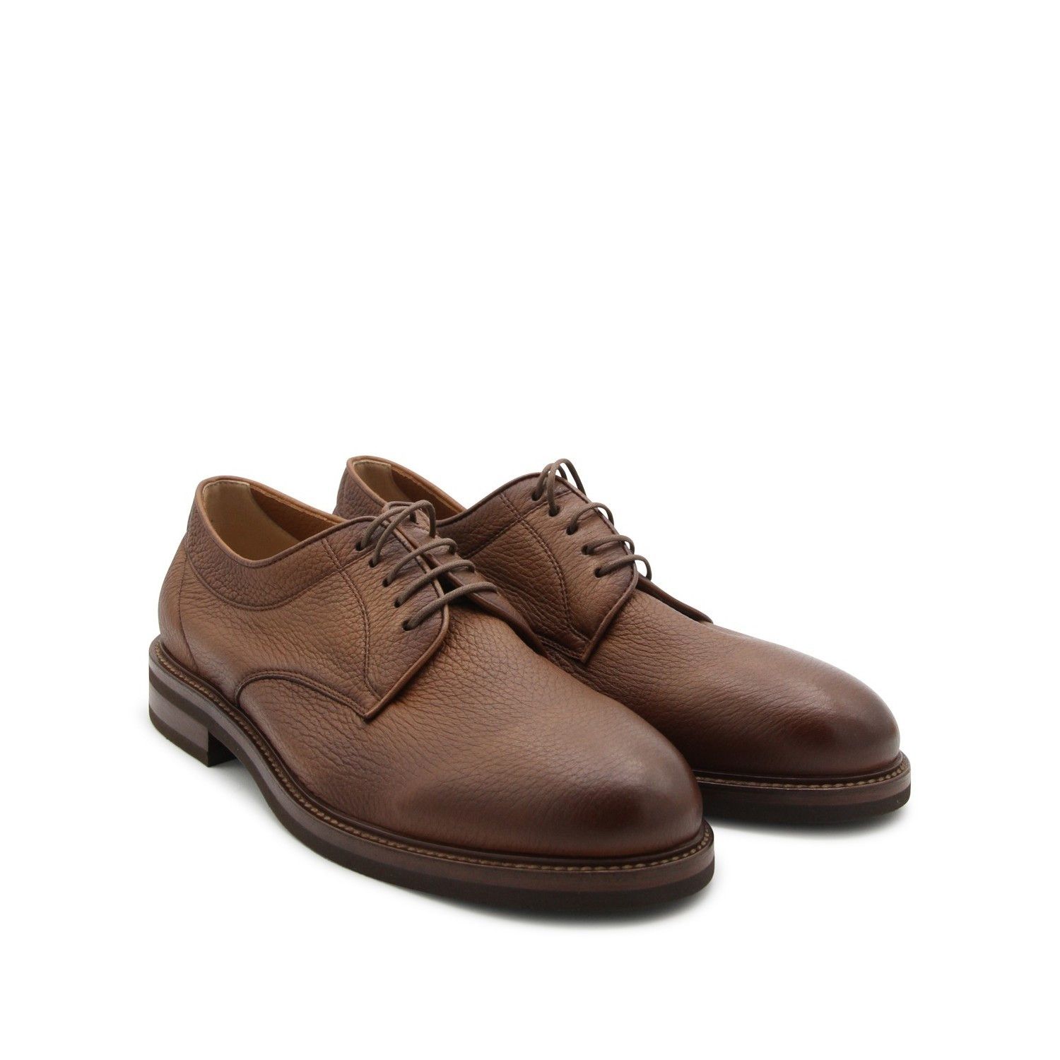 Brunello Cucinelli o1w1db10725 Leather Derby Shoes in Brown Size US 12 / EU 45 - 2 Thumbnail