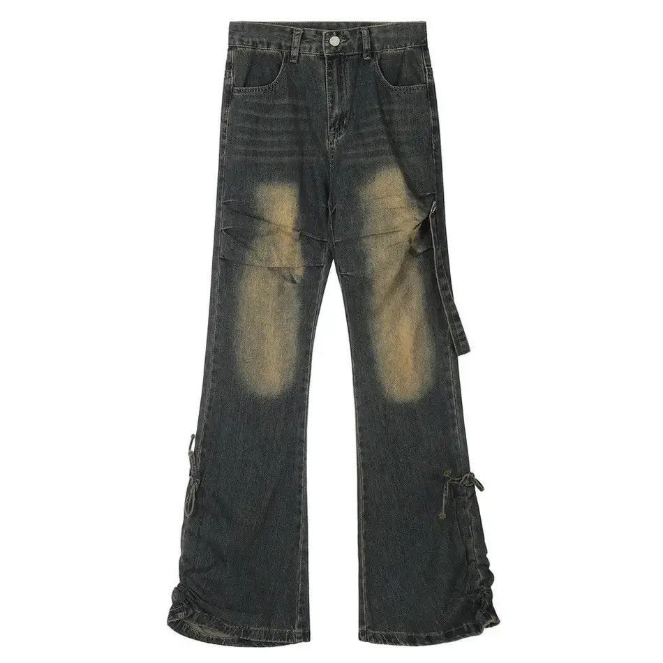 Japanese Brand Flare Jeans Men Y2k Streetwear Autumn Casual Size US 28 / EU 44 - 6 Thumbnail