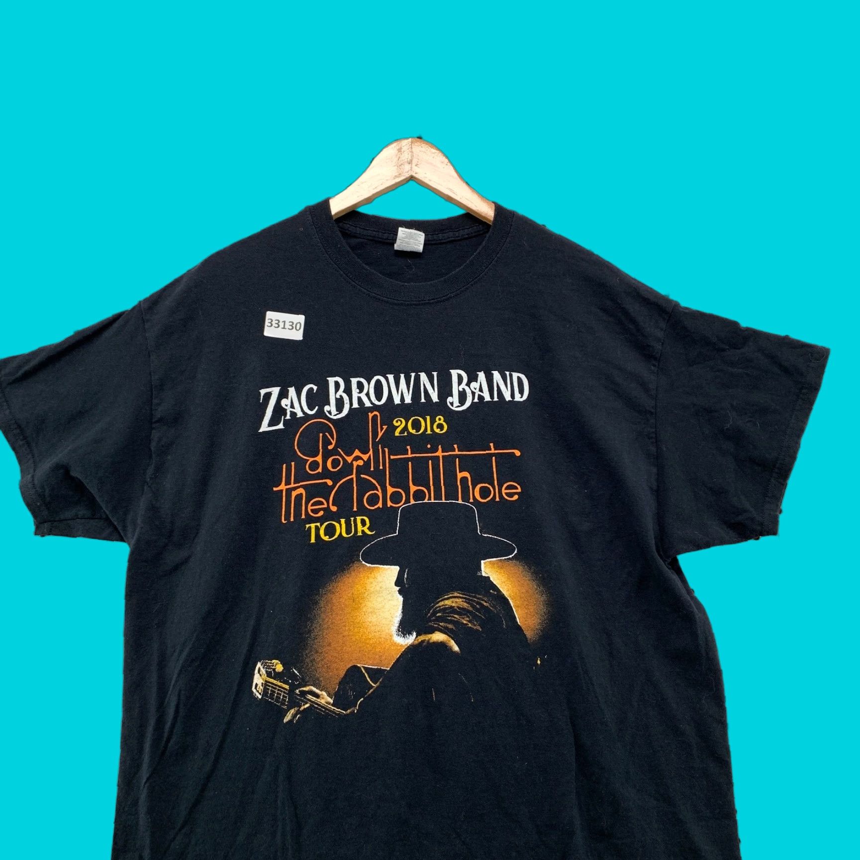 Gildan VINTAGE Zac Brown Band Shirt Mens Large Black 2018 Down The Rabbit Hole Music 22.5x29 Size US L / EU 52-54 / 3 - 1 Thumbnail