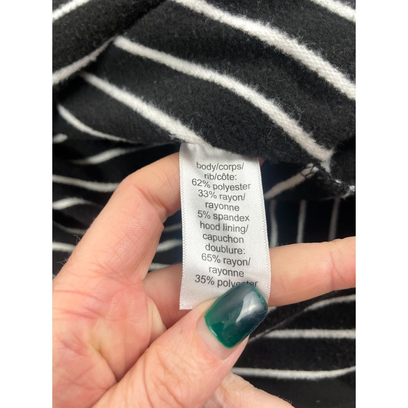 Vintage Maurices Hoodie Women’s Small Black White Stripe Fleece Lined Buffalo Check Pullover Activewear Size S / US 4 / IT 40 - 8 Thumbnail