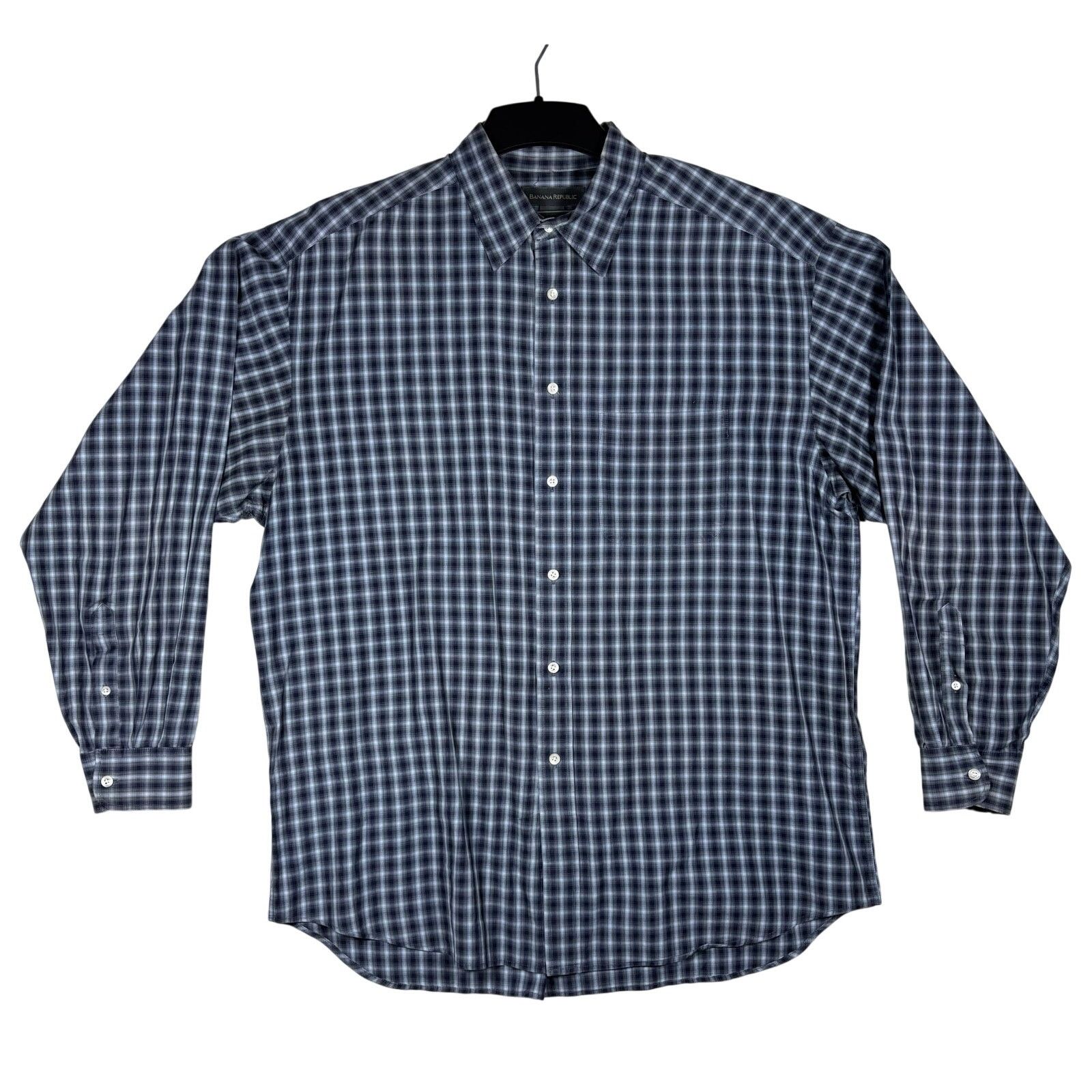 Banana Republic Banana Republic XL Blue Plaid Long Sleeve Button Down Cotton Size US XL / EU 56 / 4 - 1 Thumbnail