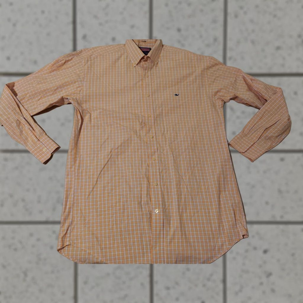 Vineyard Vines Vineyard Vines Shirt Orange XL Button Cotton Mens Size 46R - 1 Thumbnail