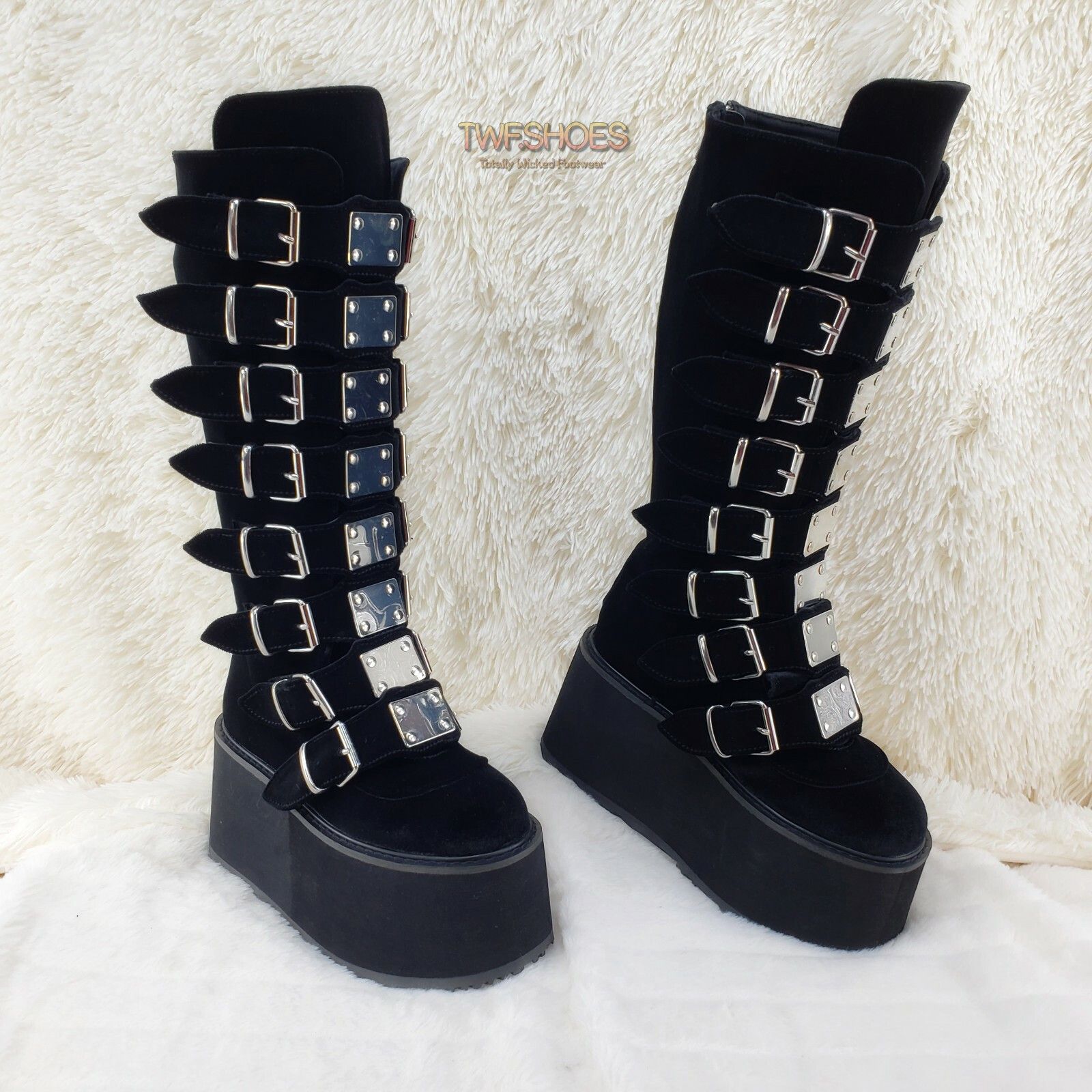 Other DEMONIA Damned 318 Multi Strap Goth Punk Rock Platform Boot Size US 9 / IT 39 - 3 Thumbnail