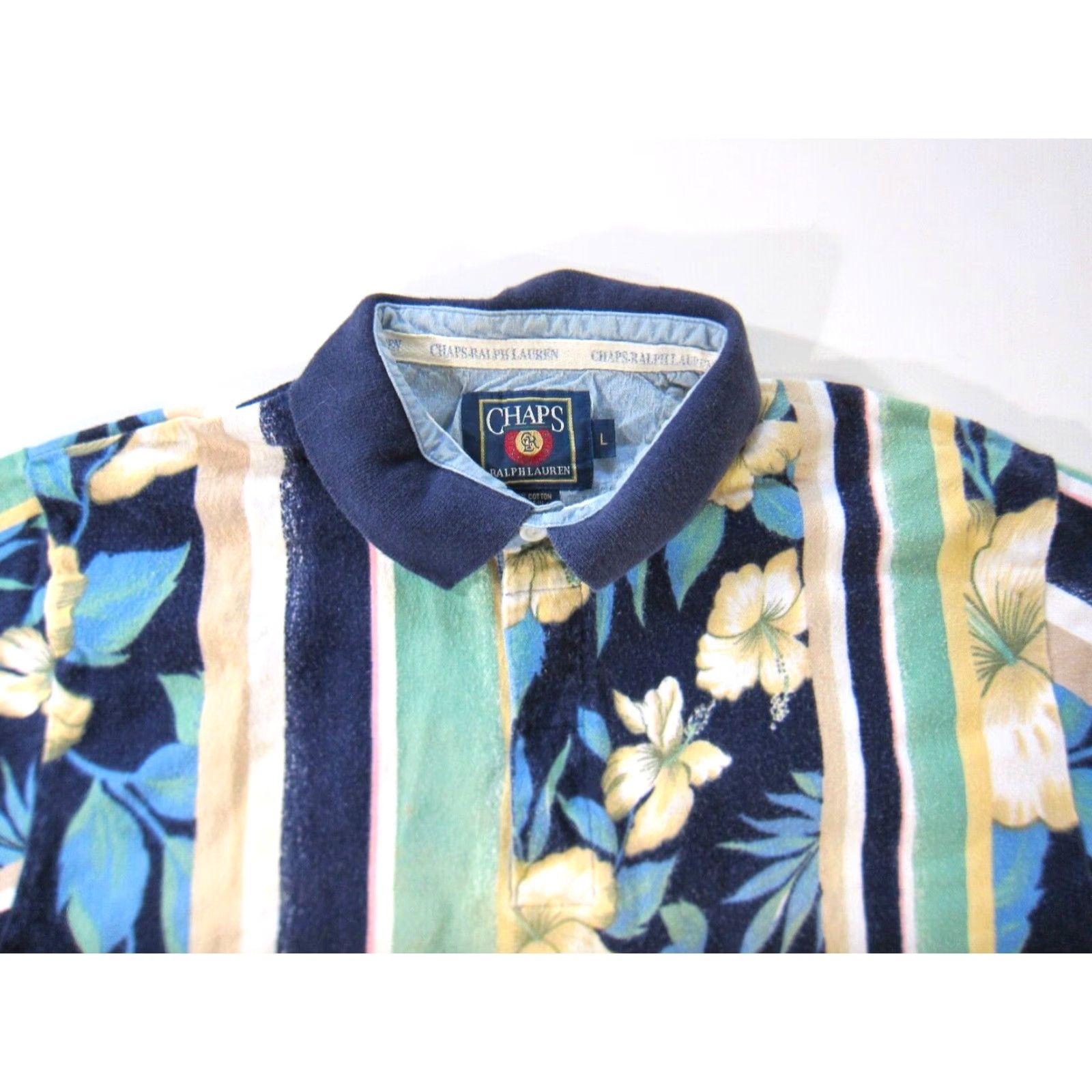 Ralph Lauren Ralph Lauren Chaps Polo Shirt Floral Floral Hawaiian Blue Green 100% Cotton Flannel Blue L Mens Short Sleeve Vintage 80s 90s Aloha Pattern Shirts Size US L / EU 52-54 / 3 - 3 Thumbnail