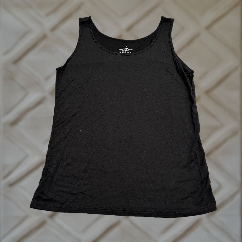 Vintage Unbranded Tank Womens Adult Small Black Solid Scoop Neck Strappy Sleeve Modal Spandex Lightweight Basic Size S / US 4 / IT 40 - 1 Thumbnail