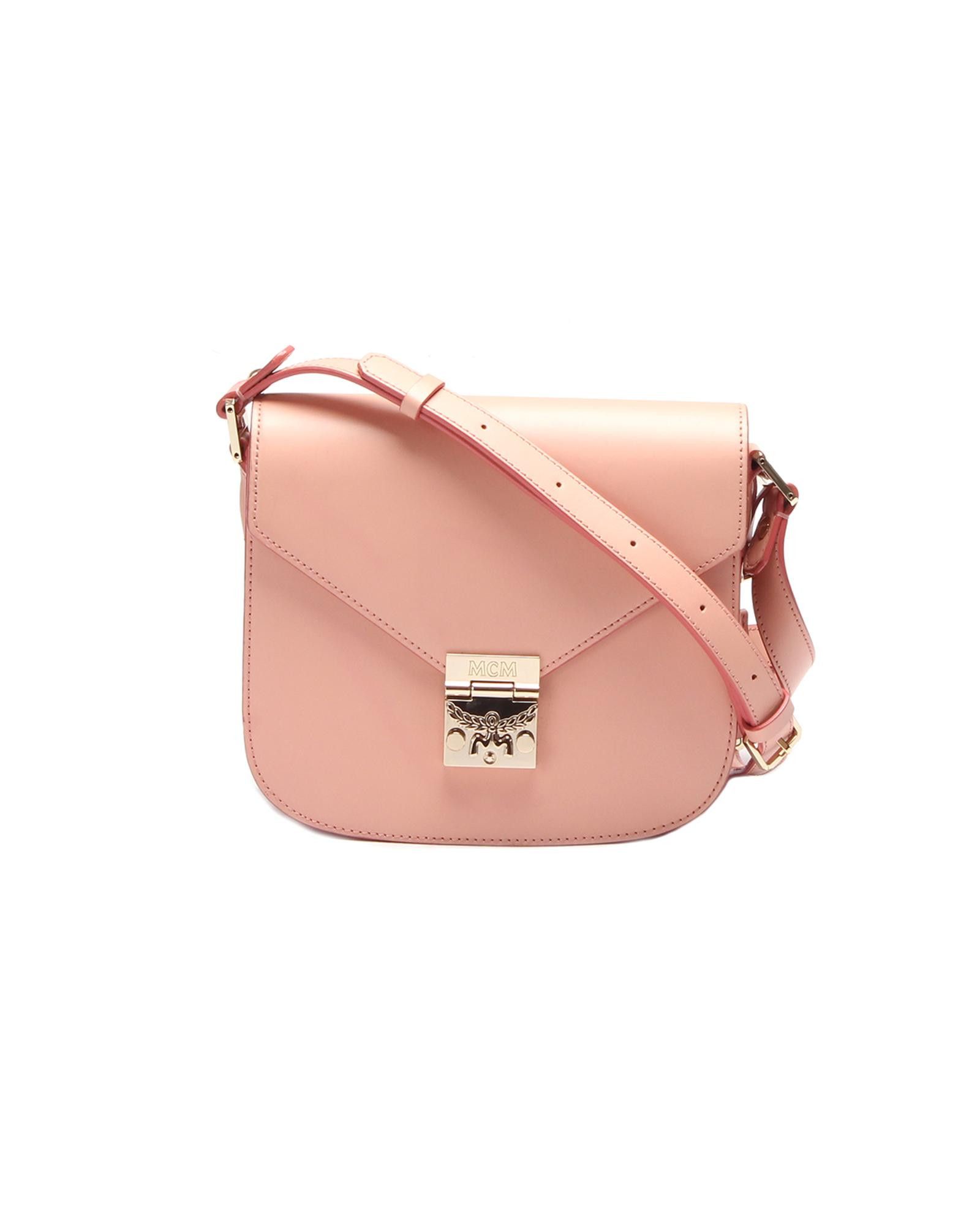 image of MCM Lightly Worn Pink Leather Crossbody Bag, Women's