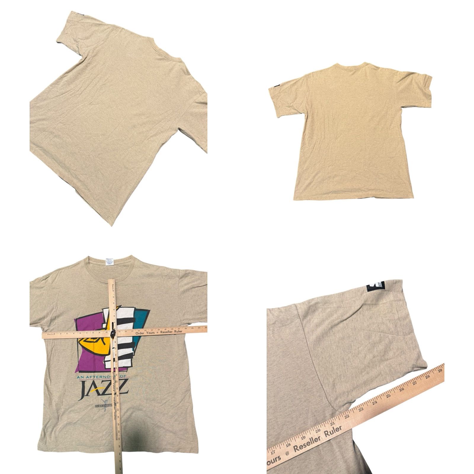 Starter VINTAGE Starter Afternoon Of Jazz Jackie Robinson Foundation T Shirt Size L Mens Beige 70s 80s 90s Graphic Print Crew Neck Short Sleeve Size US L / EU 52-54 / 3 - 8 Thumbnail