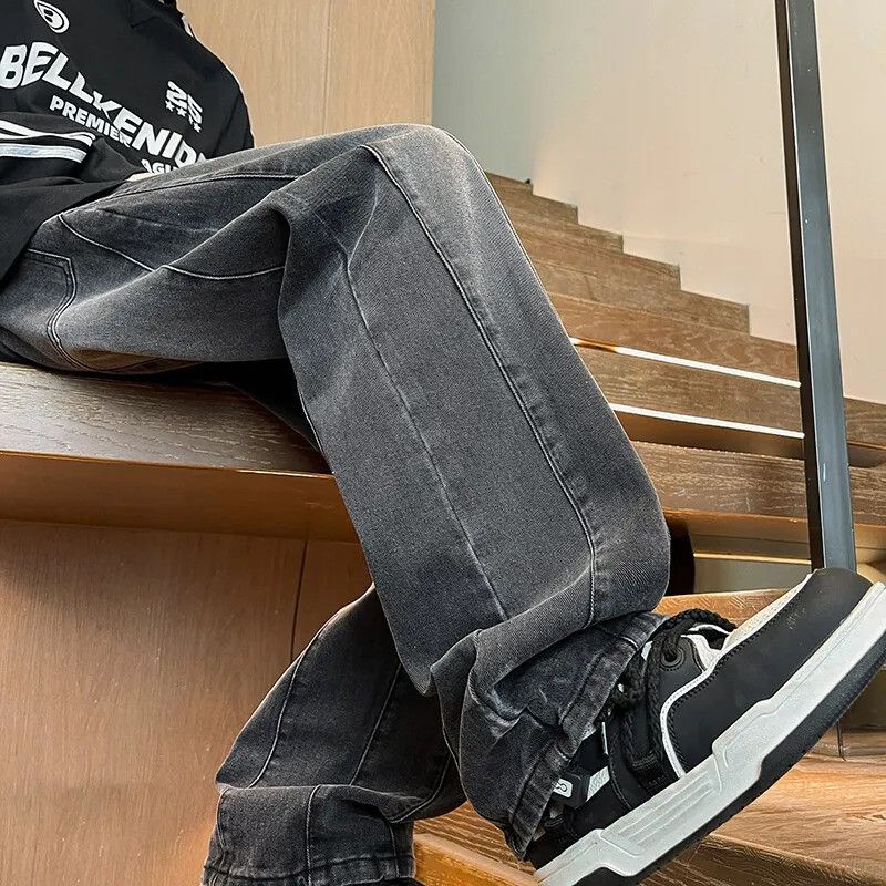 Jean Streetwear Black Patchwork Denim Size US 33 - 2 Thumbnail
