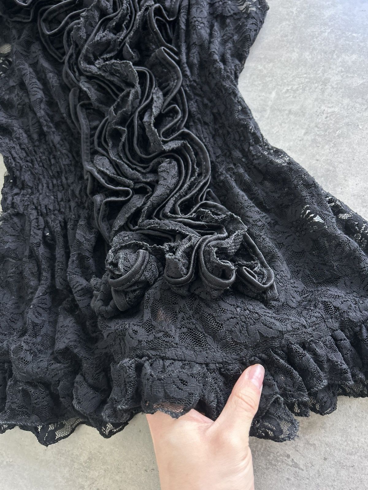 Vintage Vintage amazing sheer black floral gothic top , Y2K , ruffle Size S / US 4 / IT 40 - 6 Thumbnail