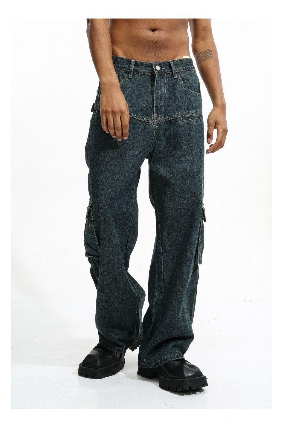 washed faded y2k grunge hiphop cargo jeans