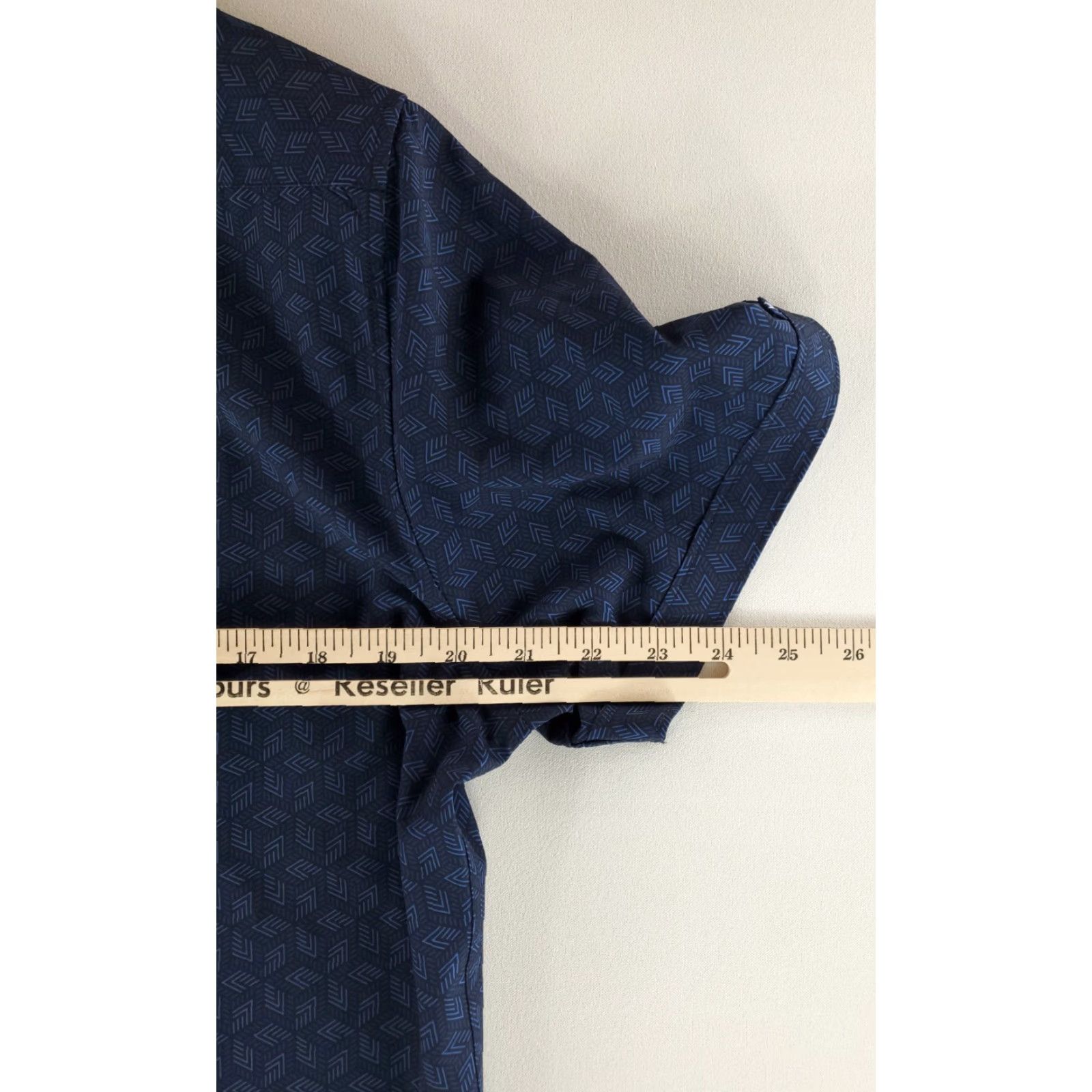 Vintage 7 Diamonds Shirt Geometric 4 Way Stretch Short Sleeve Button Up Mens M Blue Size US M / EU 48-50 / 2 - 5 Thumbnail
