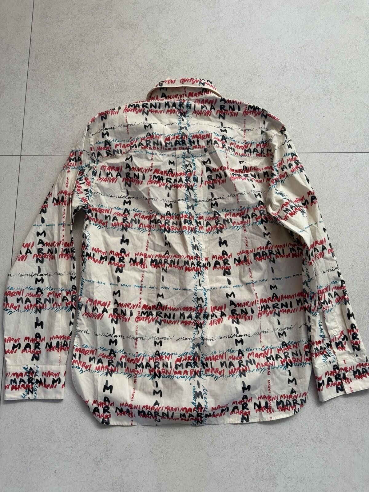Marni Marni Scribble Logo Button Up Shirt White Size 46 New $870 Size US M / EU 48-50 / 2 - 5 Thumbnail