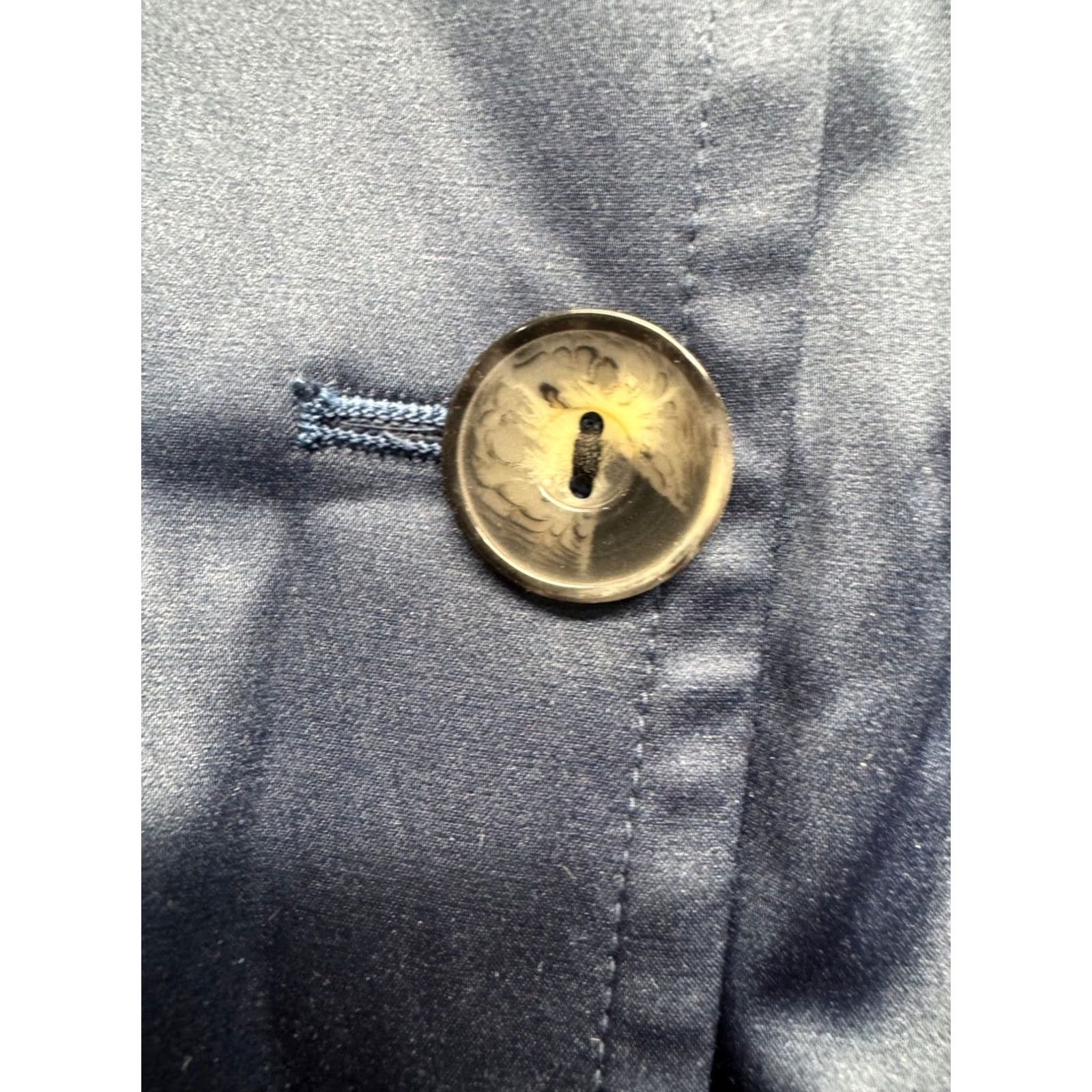 Vintage VINTAGE Double-Breasted Navy Trench Coat With Belt & Button Details Womens M Blue Coat Trench 32in Length (Fall, Spring) Size M / US 6-8 / IT 42-44 - 3 Thumbnail