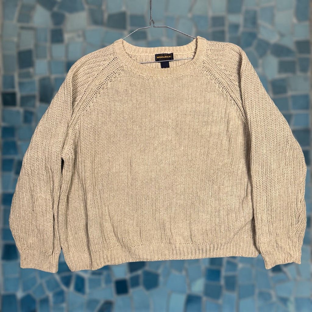 Vintage VINTAGE Woolrich Sweater Mens 2XL Chunky-Knit Beig e Birdseye Knit Ramie British Tan Woolrich Sweat er Mens 2XL XXL? Size US XXL / EU 58 / 5 - 1 Thumbnail