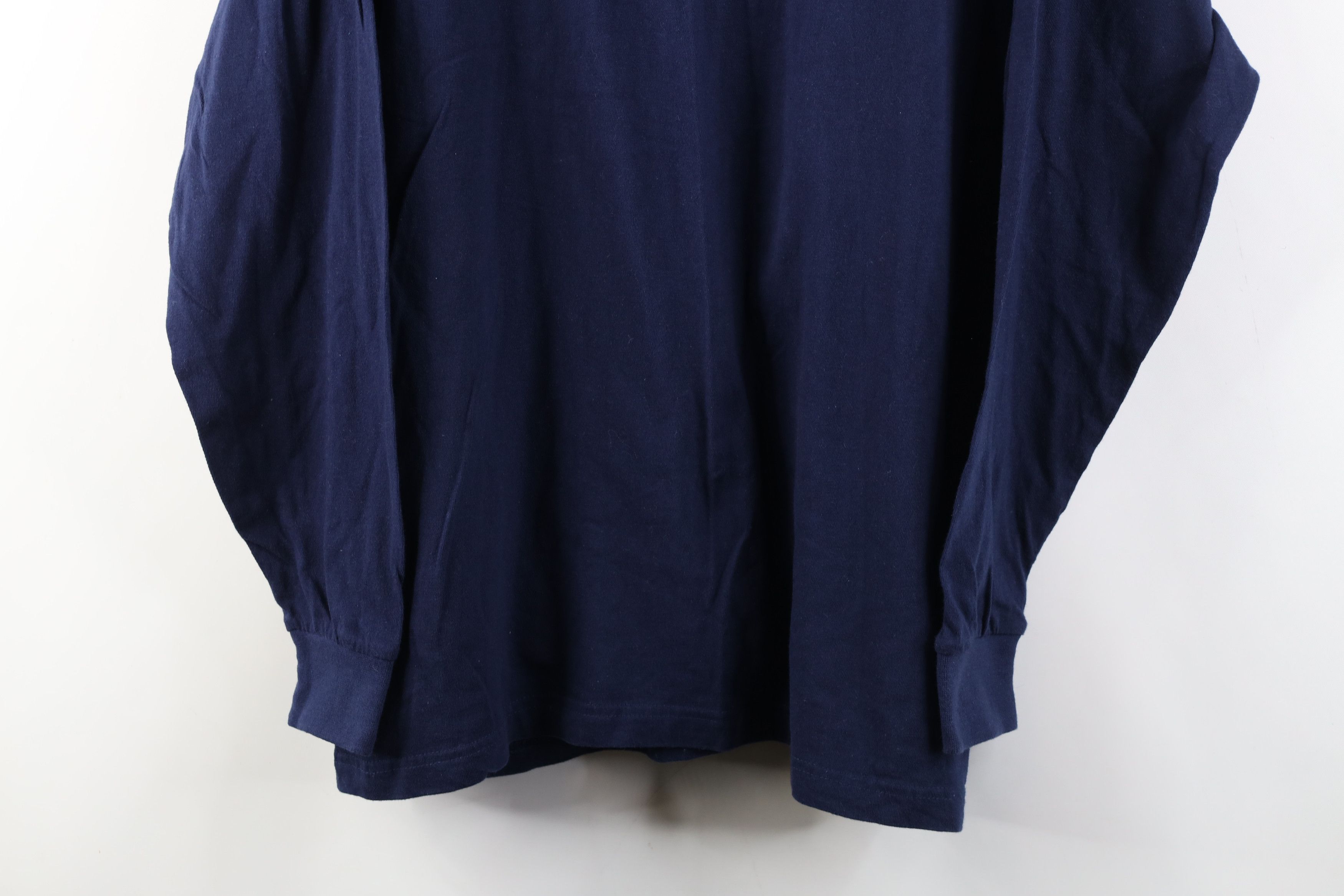 Vintage Vintage 90s Dame University Turtleneck T-Shirt Navy Blue Size US L / EU 52-54 / 3 - 3 Thumbnail