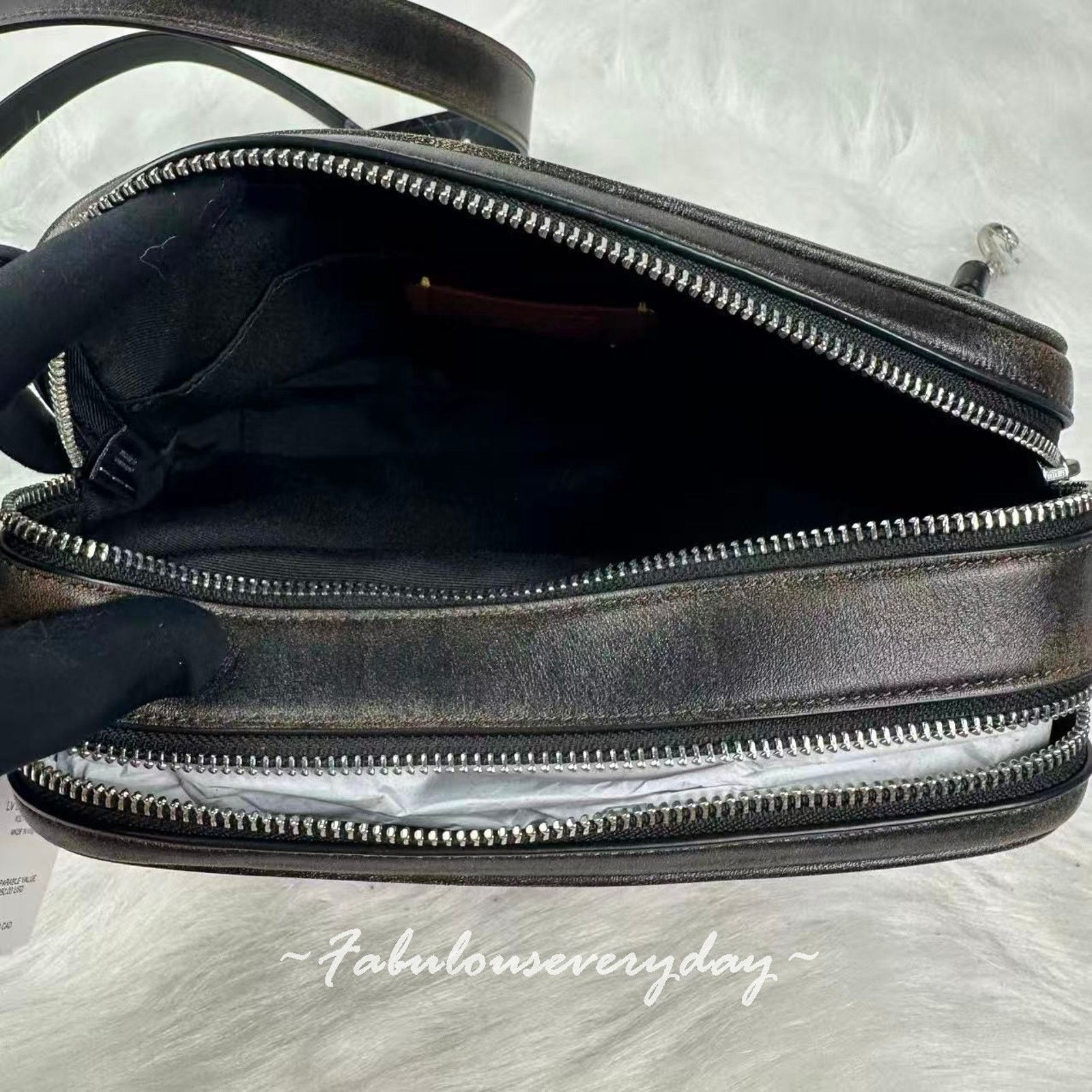 Coach Coach Carey Crossbody Bag Loved Leather Silver/Black Brown Size ONE SIZE - 7 Thumbnail