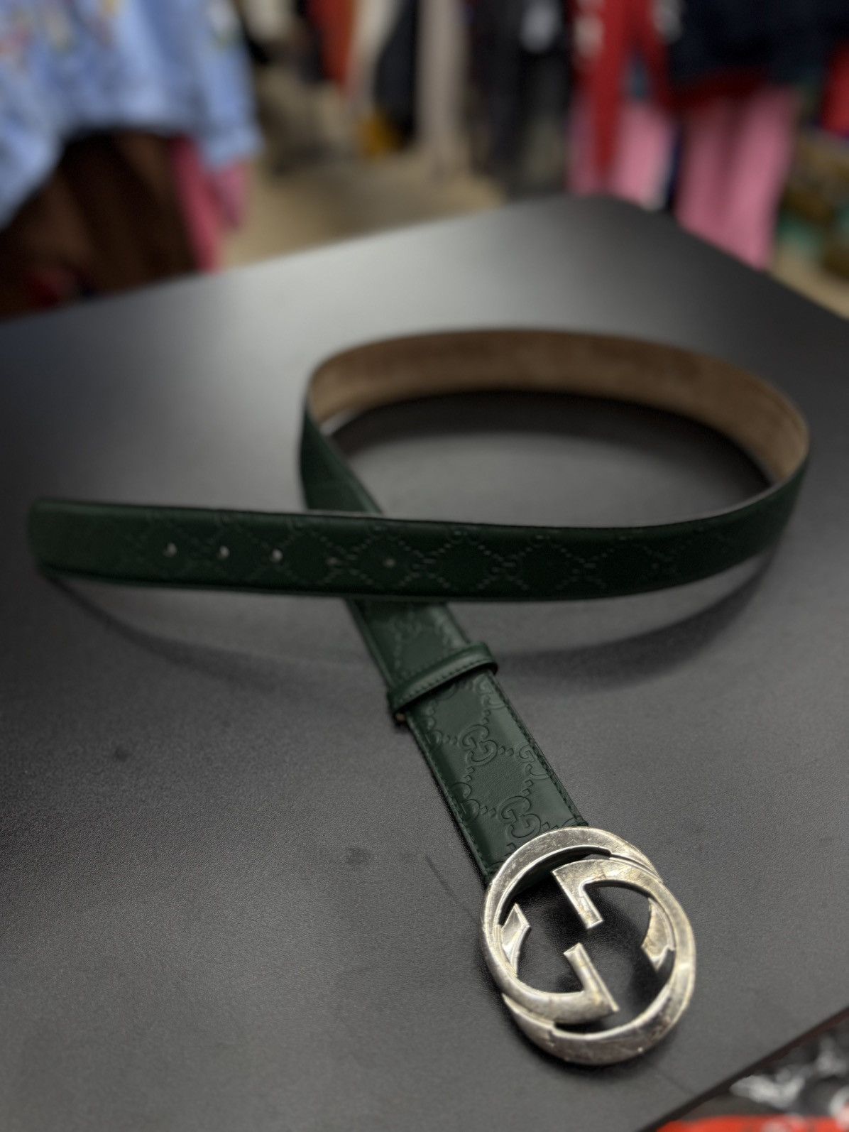 Gucci Gucci Green Monogram Belt Size 95/38 🧼 Size 38 - 12 Thumbnail