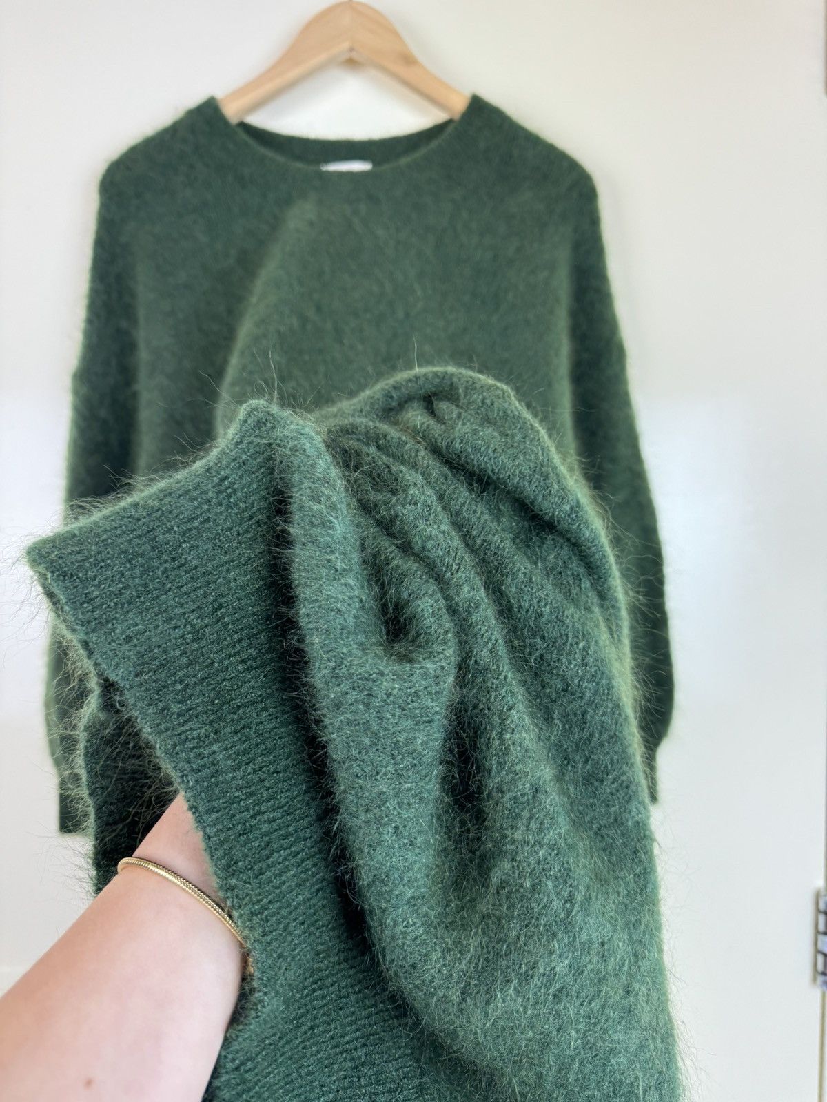 Sezane American vintage mohair wool green fluffy maxi dress sweater Size L / US 10 / IT 46 - 5 Thumbnail